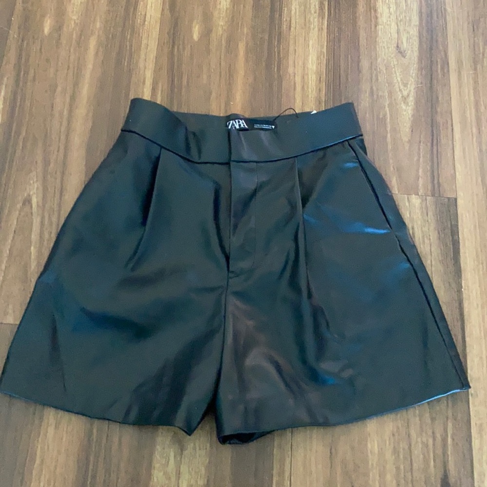 Zara Faux Leather Shorts New